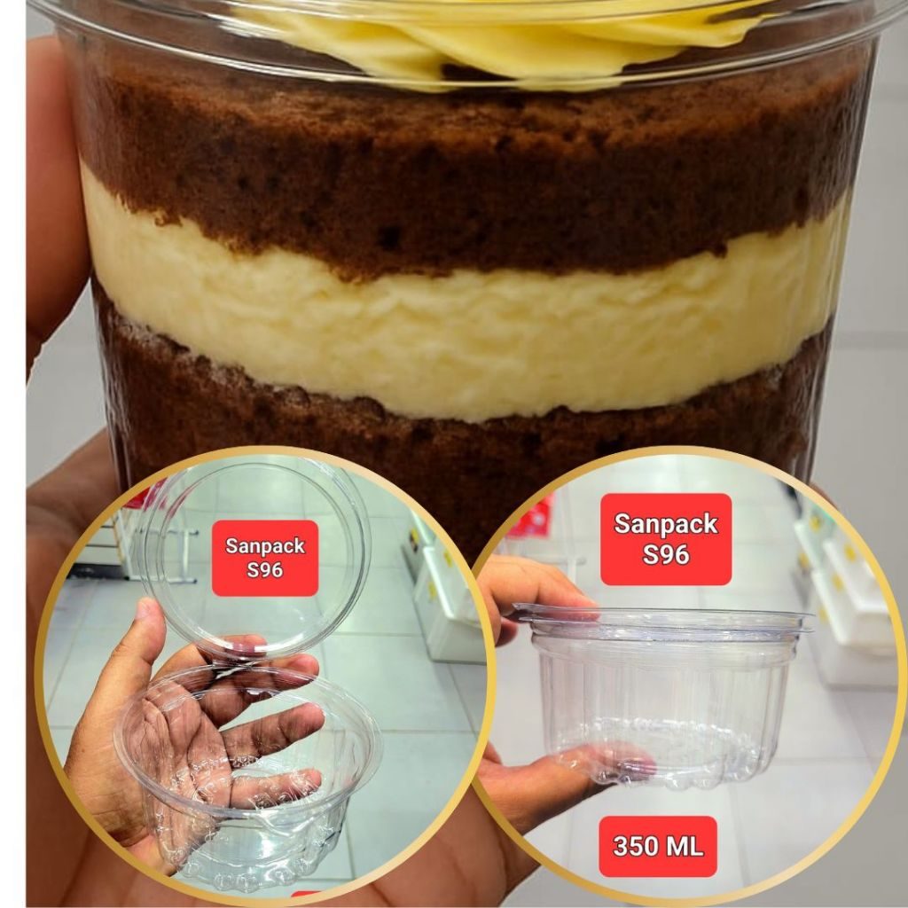Embalagem 350ml Pet Redonda Transparente Com Tampa Para Bolo de Pote Sobremesa Conserva