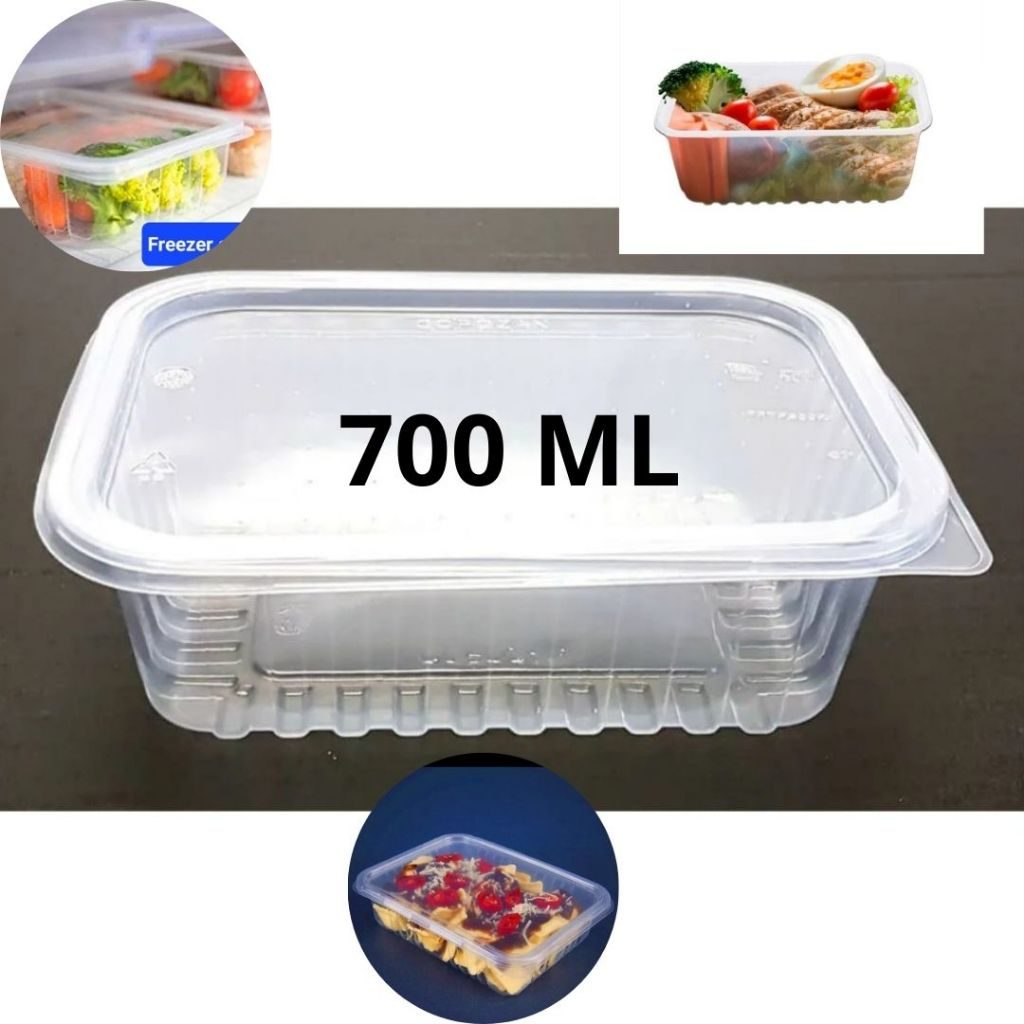Pote Marmita Retangular 700 ml Embalagem Plástico Fitnes Freezer Microondas 25/50/75/100 Unidades
