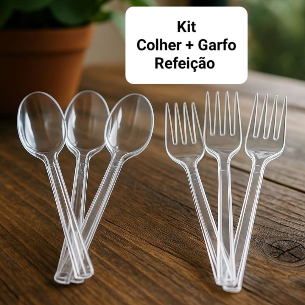 Kit Talher Descartável Colher + Garfo Refeição Churrasco Festa Aniversário 50 100 150 Unidades