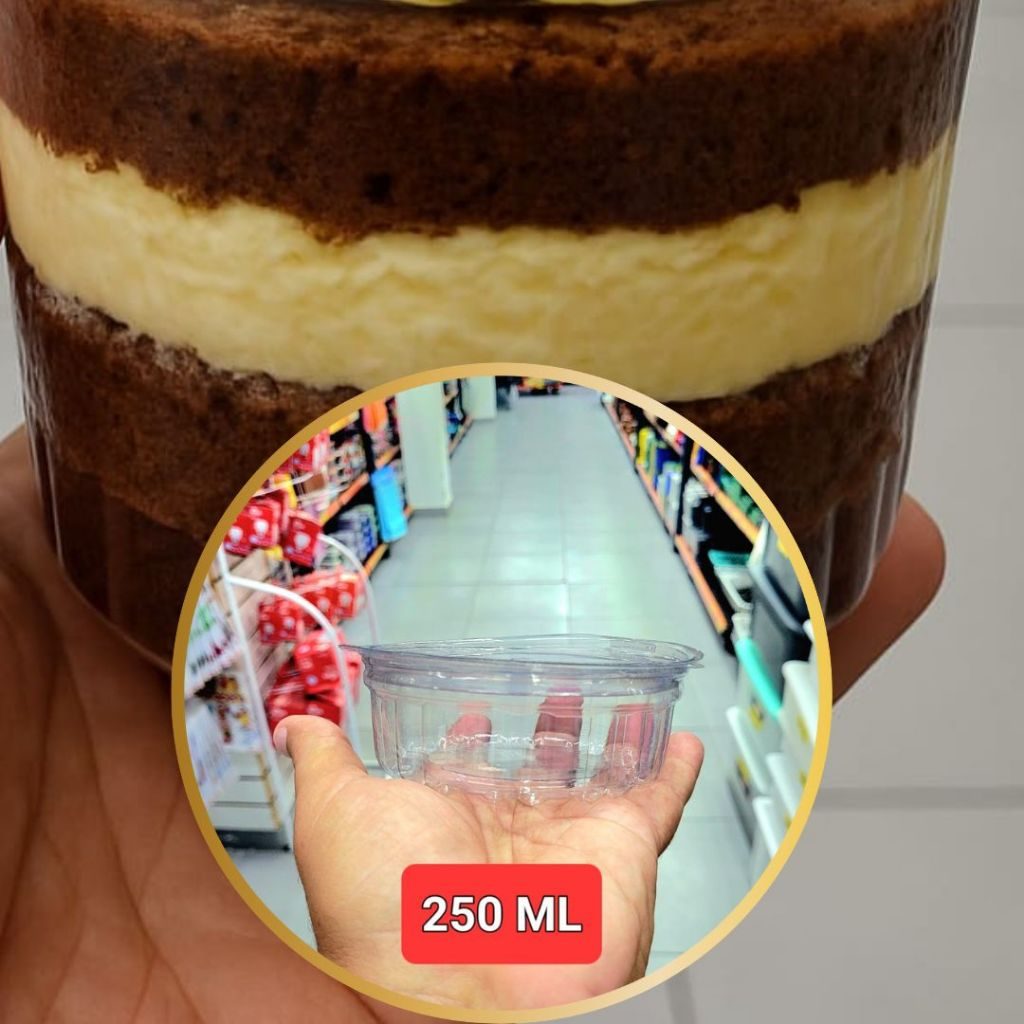 Embalagem 250 ML Pote Redondo Com Tampa Transparente Para Bolo de Pote Sobremesa Conservas