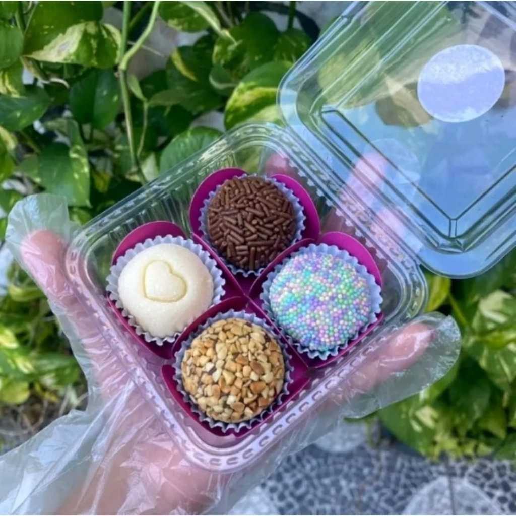 Embalagem Pote Quadrado com Tampa Articulada S641 Para Doce Bolo Brigadeiro 50-100 UNIDADES