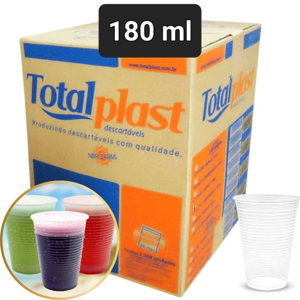 Copo De Plástico Descartável De 180ml Transparente Totalplast Água Suco Refrigerante 200 300