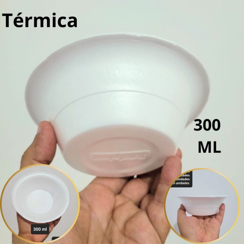 Cumbuca 300 ml Cuia Para Caldo Sorvete Açaí Térmica Pote de Isopor Descartável Salgadinhos