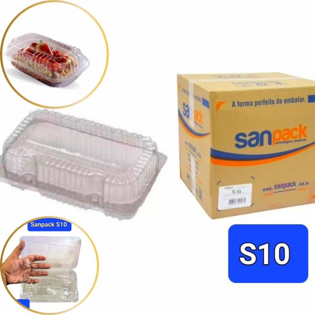 Embalagem Pote Sanpack S-10 Retangular Pequena Alta Para Doces Salgados 10 20 30 40 50 Unidades