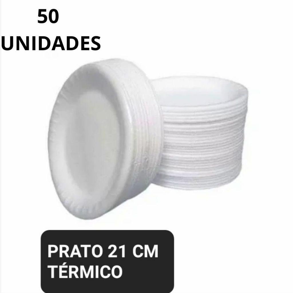KIT PRATOS TÉRMICOS DE ISOPOR PARA REFEIÇÃO FESTA CHURRASCO ALMOÇO 21CM 50 100 200 UNIDADES