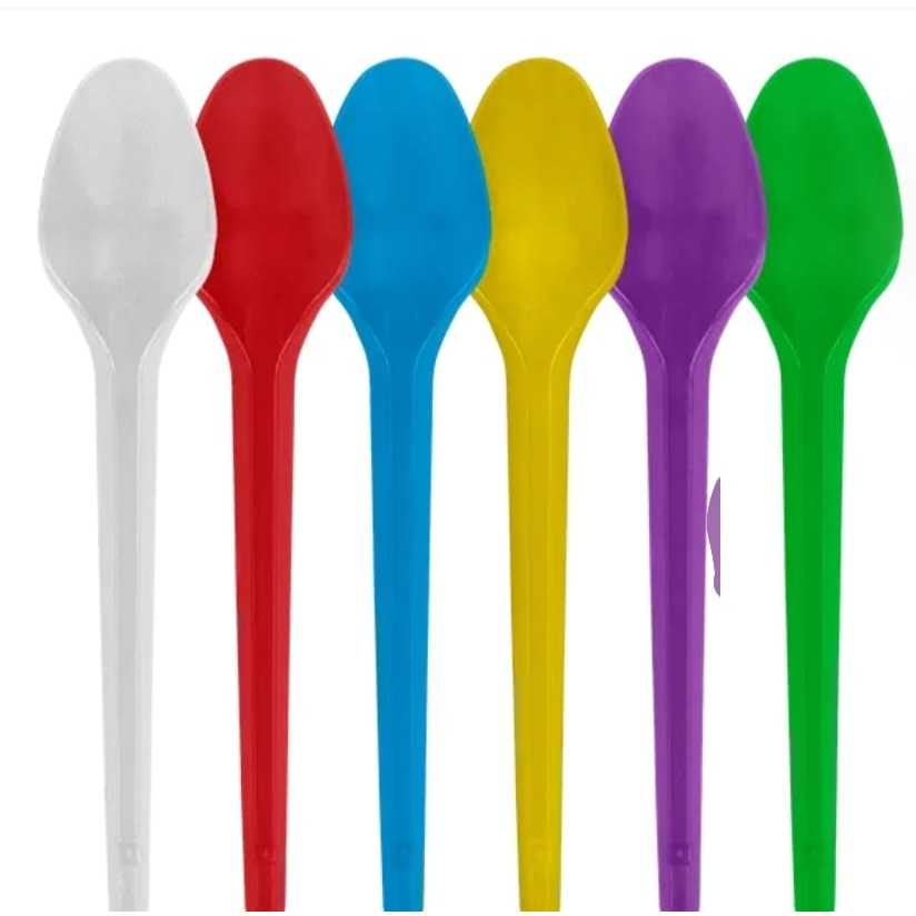 Kit Colher de Sobremesa Descartável para Sorvete Açaí Colorida 100 200 300 400 500 Unidades