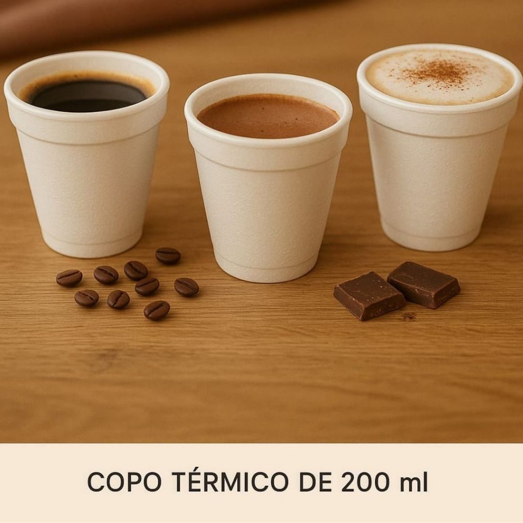 Copo De Isopor de 200ml Térmico Para Café Descartável Chocolate Quente com 50 - 100 Unidades