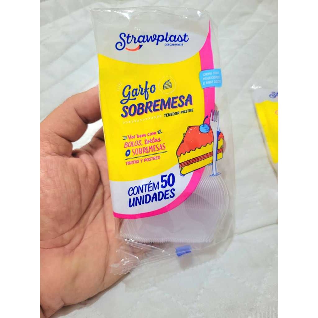 Garfo de Sobremesa Cristal Descartável Para Bolo Sobremesas Petisco Resistente 100 200 300 Unidades