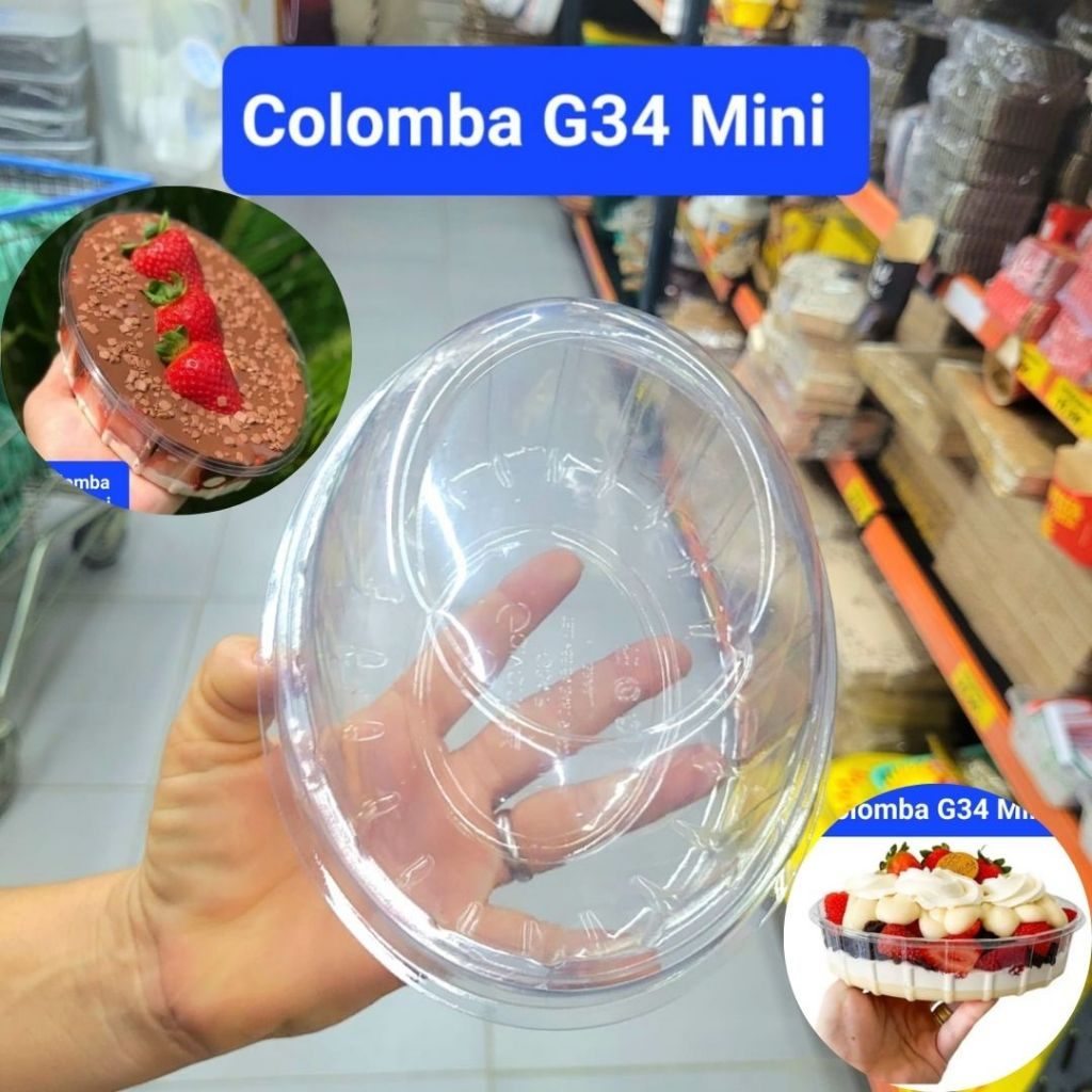 Embalagem Colomba Oval Doces Mousse PET Com Tampa 1000 ml G34 Galvanotek Mini 10 unidades