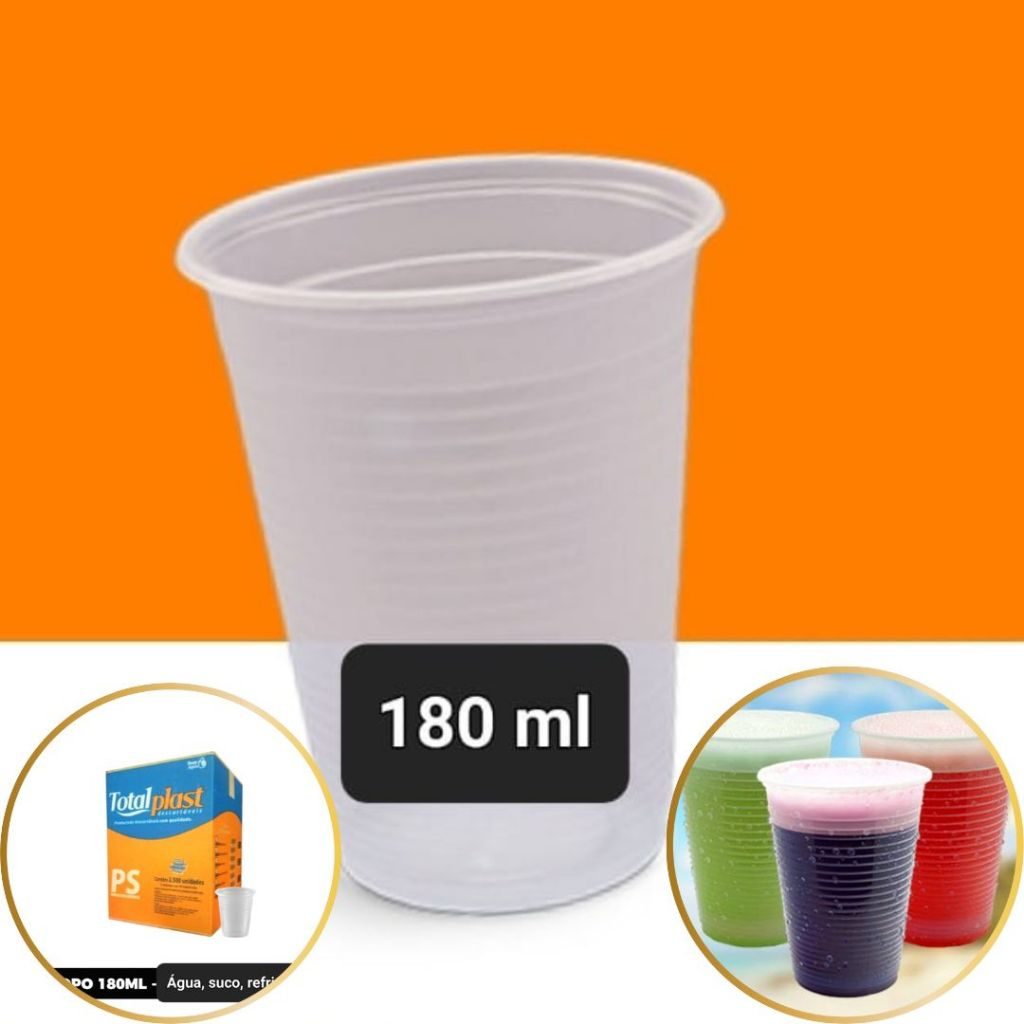 Copo Plástico Transparente Descartável 180ml Econômico Água Refrigerante Suco