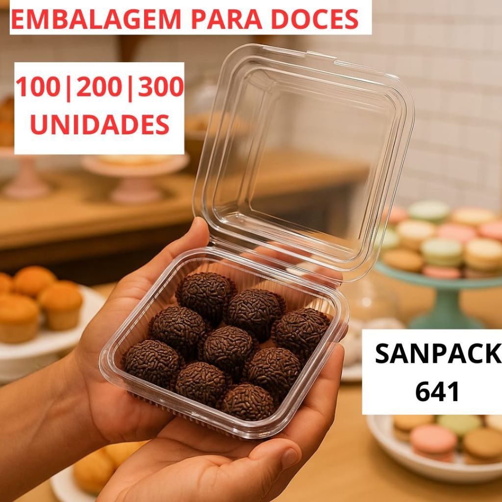 Embalagem para Bolo Doces Brigadeiro Sobremesa Doce Quadrado 200ML S641