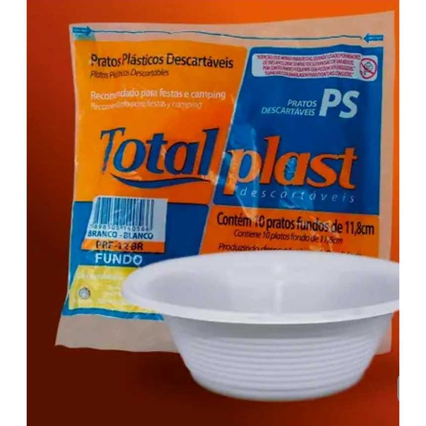 Kit Pratos Fundos Cumbuca Para Caldo Sopa Salgadinho Plástico Descartável - 100 Un + 100 Colher