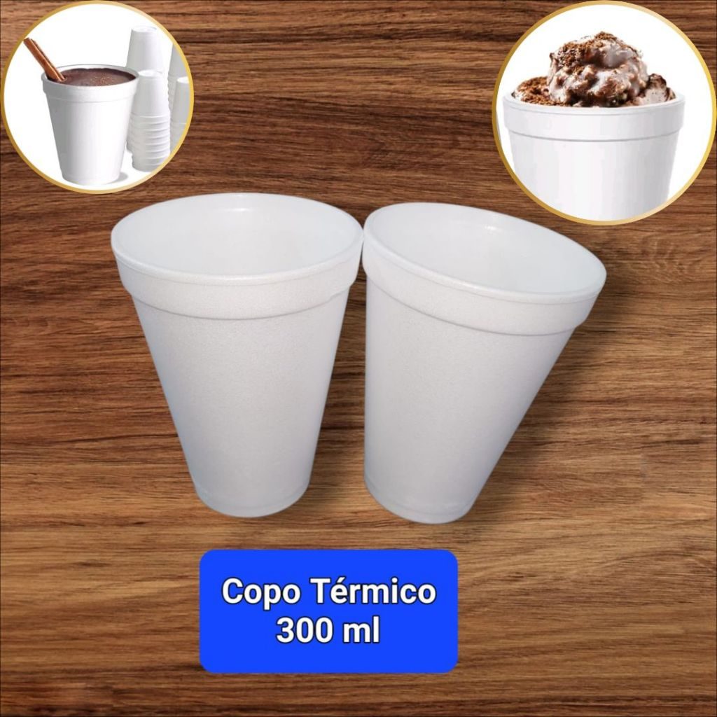 Copo de Isopor Térmico De 300 ml Descartável Copos Para Café Suco 50 100 150 Unidades Econômico