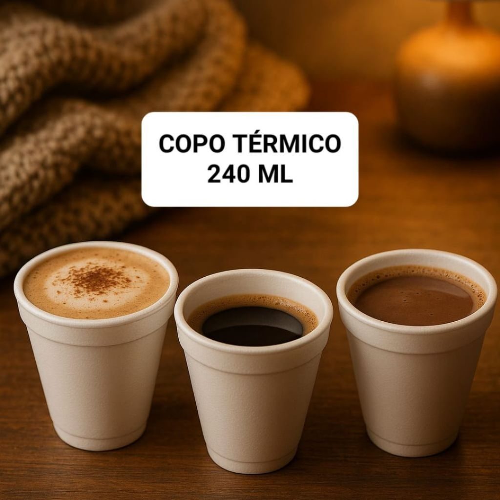Copo Isopor Térmico 240ml Descartável Para Café Suco Bebidas Quentes e Frias 50 100 150 200 Unidades