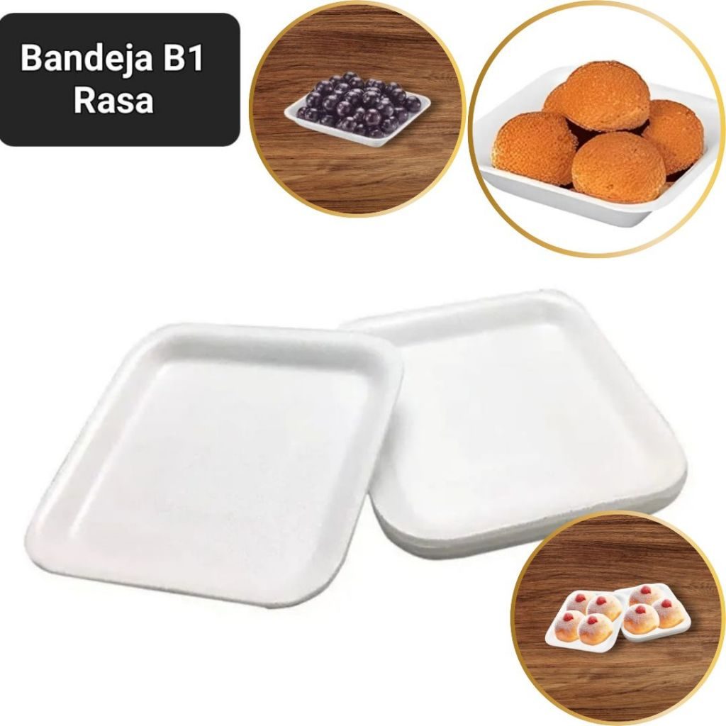 Bandeja De Isopor B1 Rasa 15cmx15cmx2,4cm Doces Bolos Salgadinhos Totalplast 100 Unidades