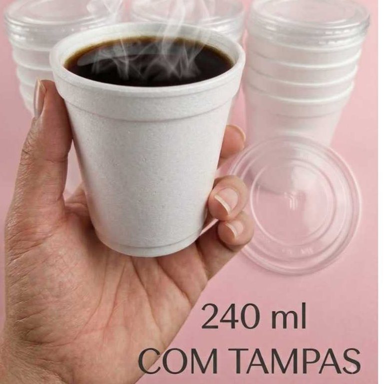 Copo Térmico 240ml De Isopor Descartável Para Bebidas Quentes E Frias Leve E Resistente