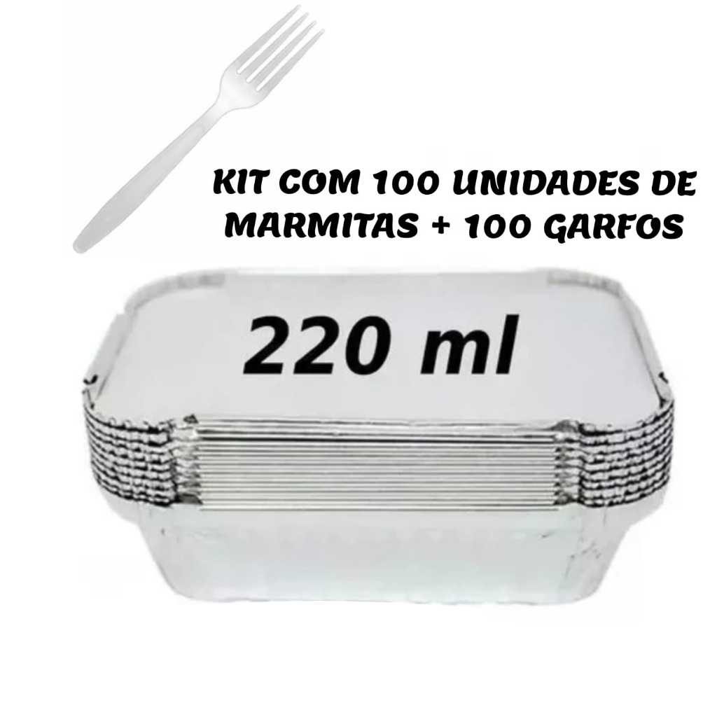 Kit Marmitinha Alumínio + Garfinhos de Sobremesa M90 220ml P/Bolo Empada Lembrancinha 100UN