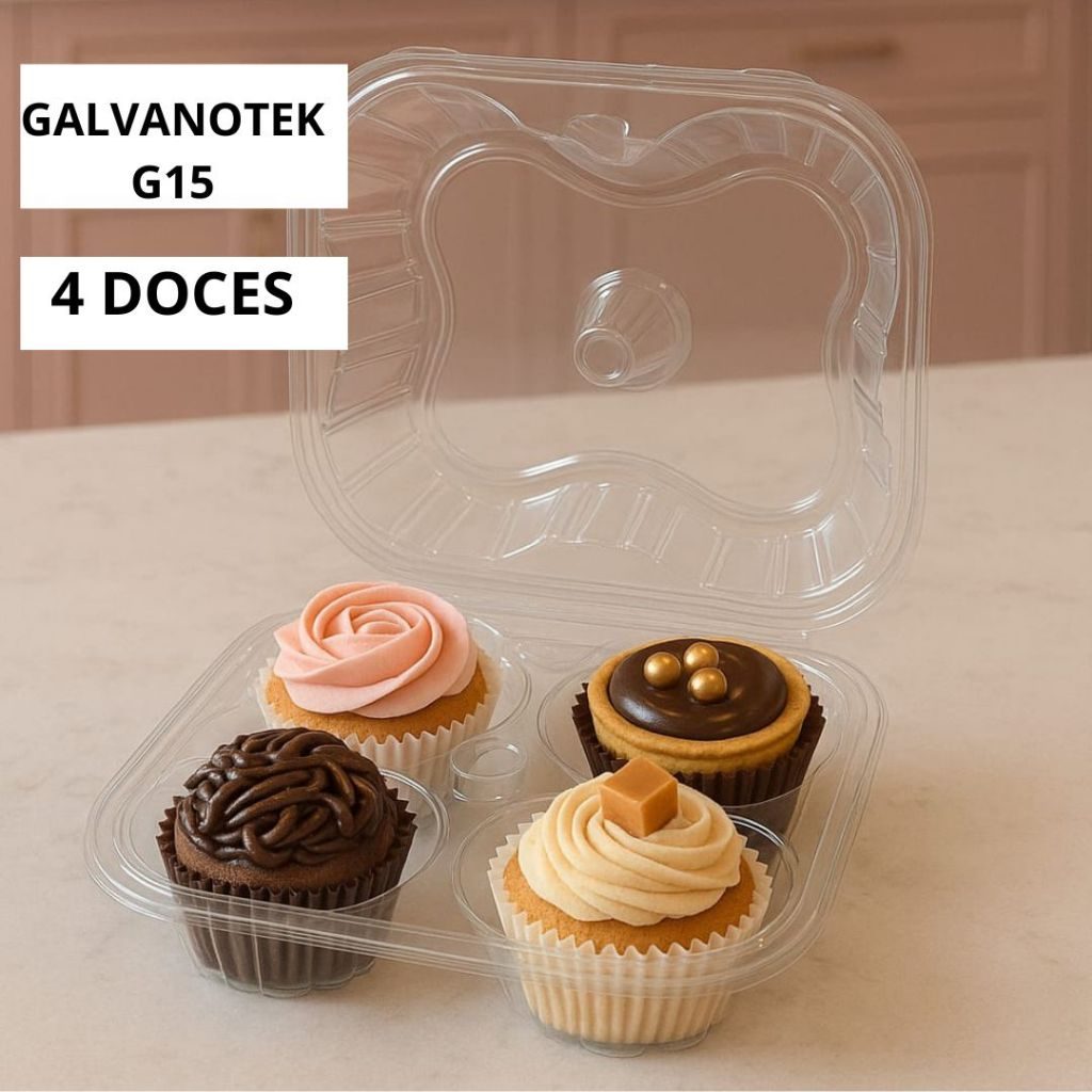 40 Unidades Embalagem Para Brigadeiro 4 Doces Quadrada PET Transparente Galvanotek G15