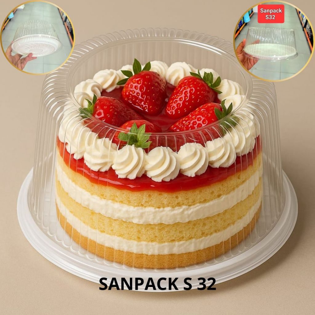 50 Embalagem Com Tampa Transparente Para Bolo Torta Doce Sanpack S32 Alta Sobremesa