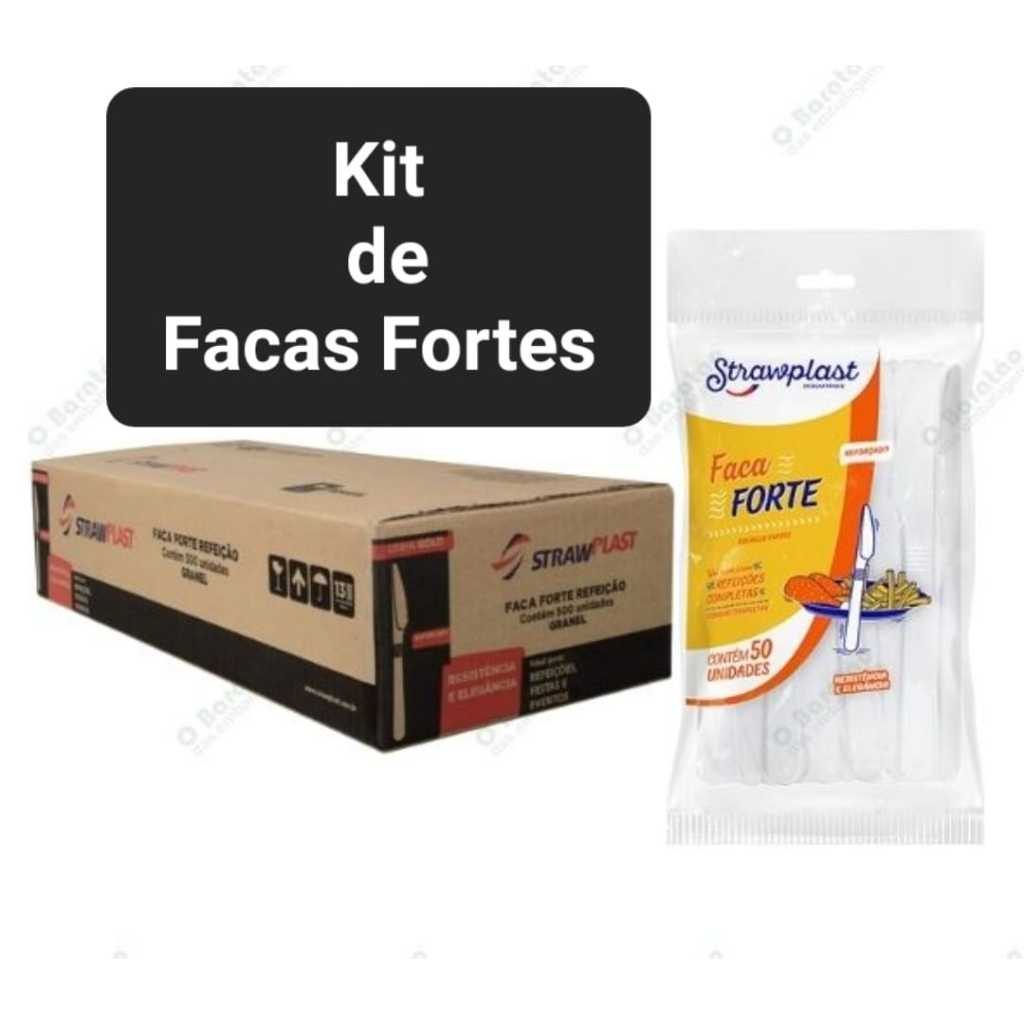 Kit Faca Reforçada Refeição Talher Resistente para Churrasco Festa 100 200 400 Unidades