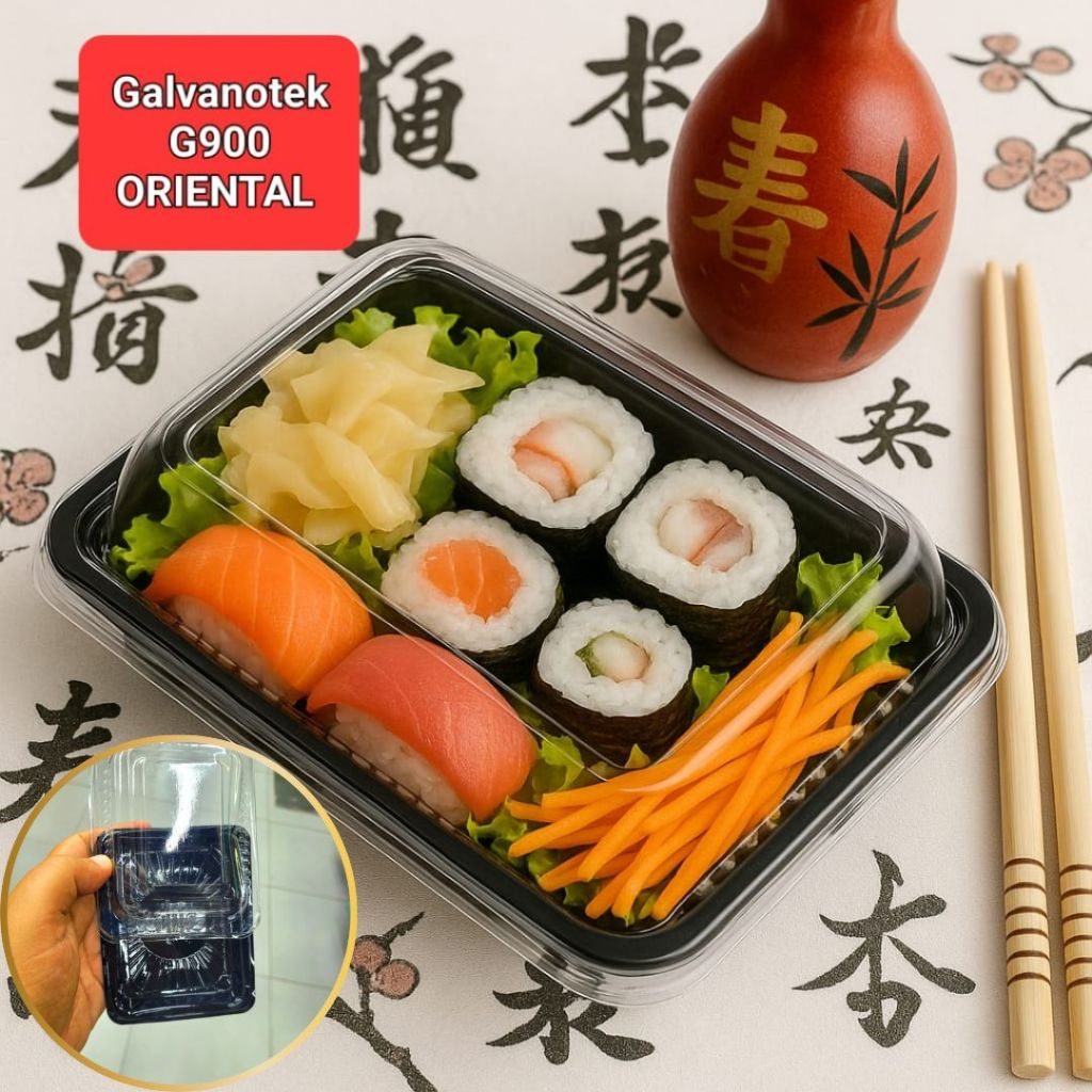 Embalagem G900 Galvanotek Oriental Sushi Sashimi Temaki Tampa Transparente Comida Japonesa
