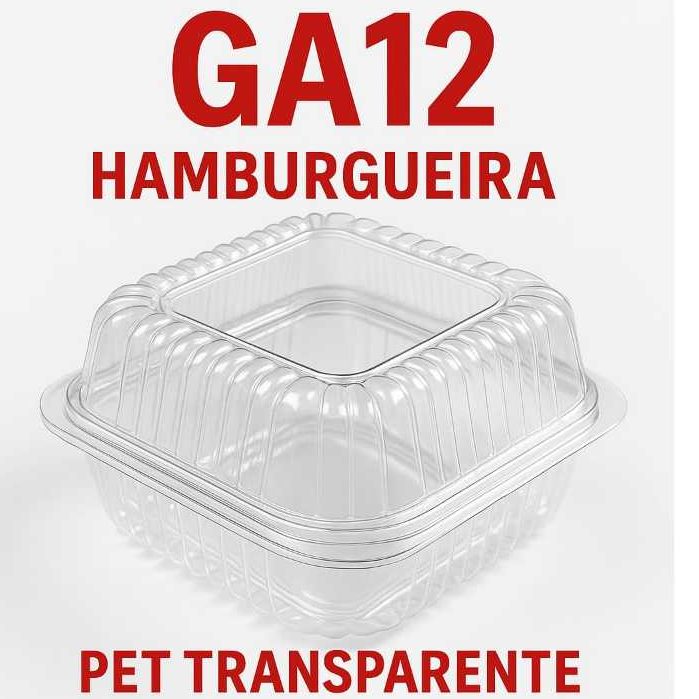 Embalagem Pet Hamburgueira Mini Bolo Cake Lanches GA12 Galvanotek Transparente