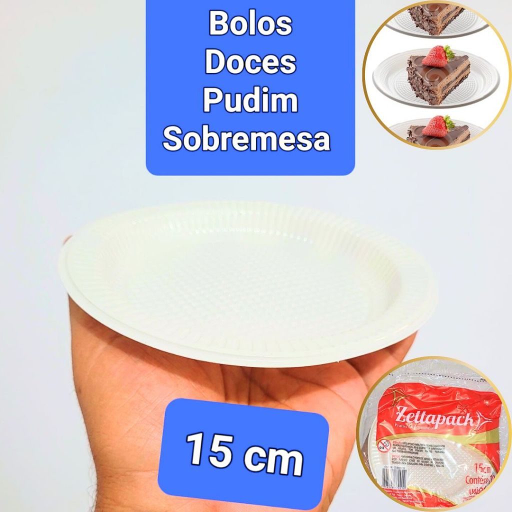 Prato de Sobremesa Descartável 100 200 300 400 Unidades Para Bolo Doce Salgadinho Torta Raso