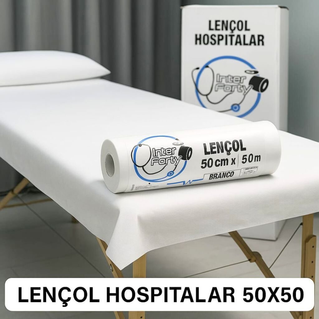 Lençol Descartável Rolo de Papel Hospitalar Maca Branco 50x50 Estética 1 2 3 4 5 Unidades
