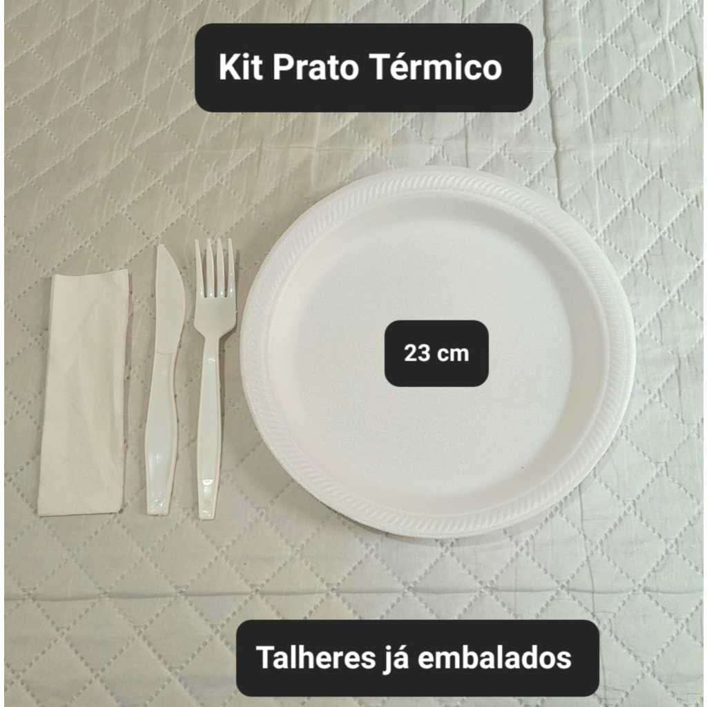 Kit Festa Churrasco Prato de Isopor 23 CM Descartável Garfo Faca Reforçado Guardanapo 50/100 Un