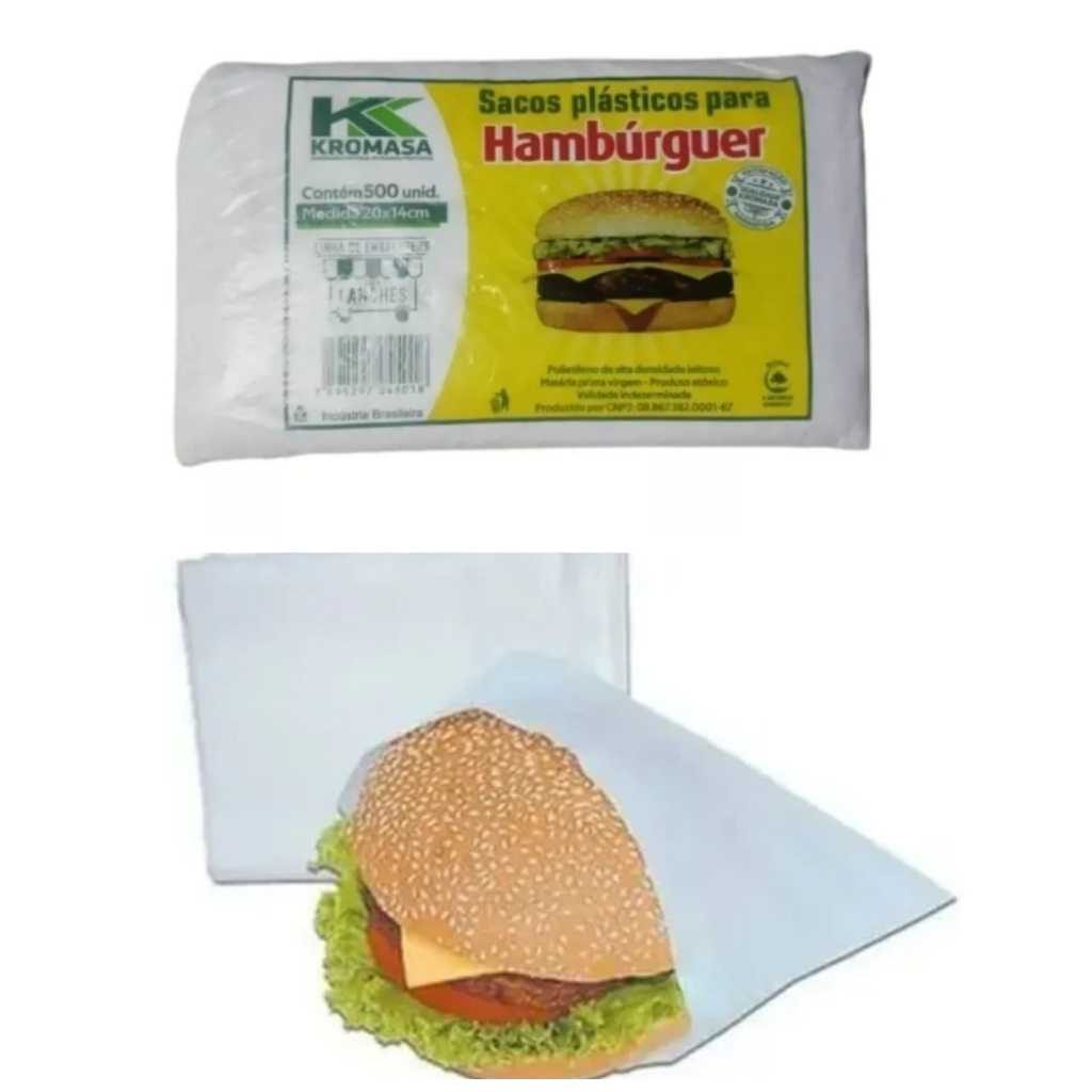 500 Unidades de Sacos Para Lanche Hambúrguer Plástico Leitoso Delivery Tamanho 20x14 cm Medida