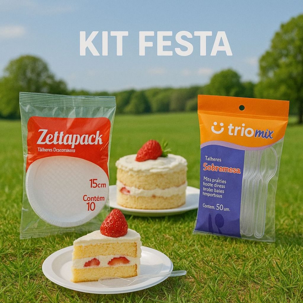 Kit Festa Prato 15cm + Colher De Sobremesa Colherzinha Bolo Doces Pudim Salgadinhos 100 200 300 Un